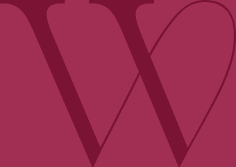 Logótipo abstrato com um W geométrico em magenta, sobre fundo rosa escuro, com estilo moderno e minimalista